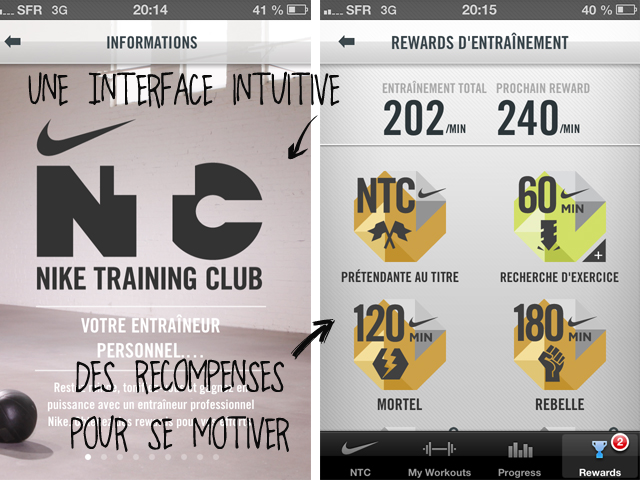 Test de l'application Nike Training